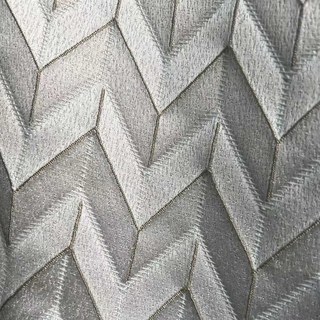 Elegante Art Déco Chevron Rideaux gris argenté 4