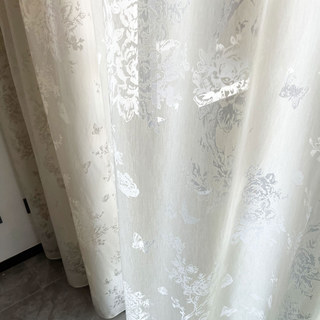 Enchanté Jardin Rose et papillon Floral Ivoire blanc Voile Rideau 4