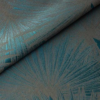 Feuilles de palmier éventail Rideau occultant jacquard de luxe turquoise et noir 4