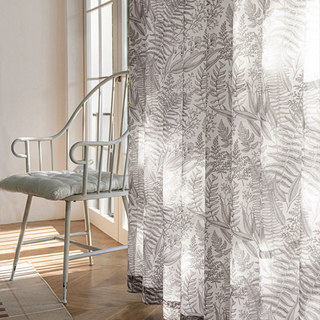 Feuille de la forêt de fougère Taupe Gris Voile Rideau 3