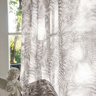 Feuille de la forêt de fougère Taupe Gris Voile Rideau 4
