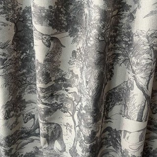 Forest Tale Toile de Jouy Bear Leopard Owl Gris Blackout Animal Print Rideaux 3