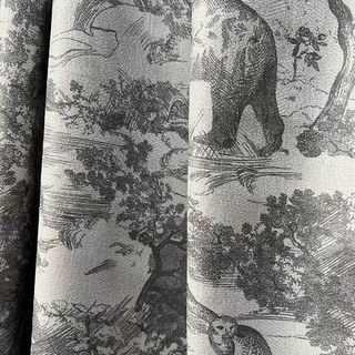 Forest Tale Toile de Jouy Bear Leopard Owl Gris Blackout Animal Print Rideaux 2