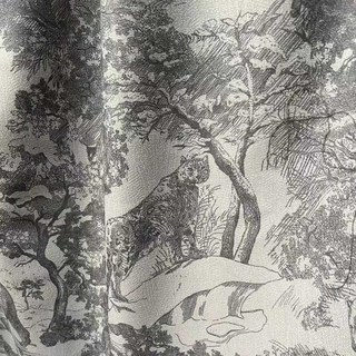 Forest Tale Toile de Jouy Bear Leopard Owl Gris Blackout Animal Print Rideaux 4