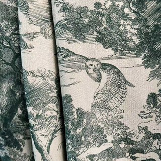 Forest Tale Toile de Jouy Ours Leopard Owl Matcha Green Blackout Animal Print Rideaux 2