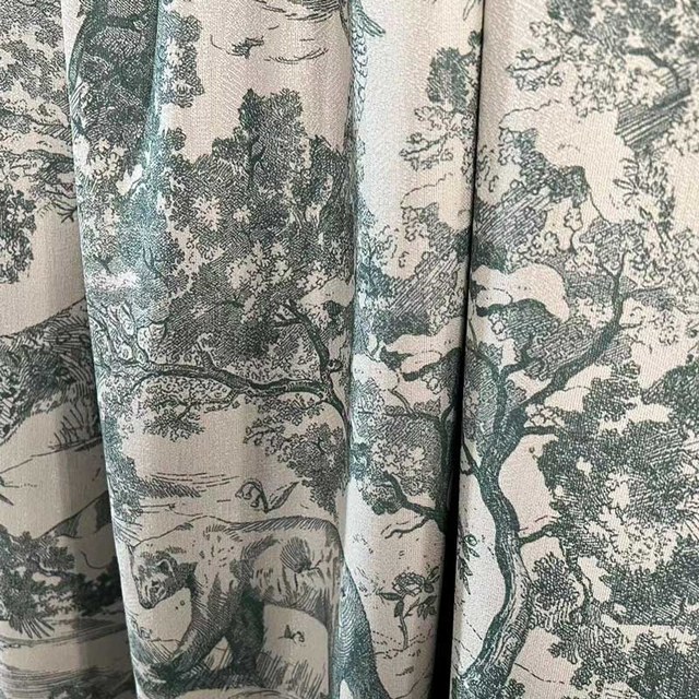 Forest Tale Toile de Jouy Ours Leopard Owl Matcha Green Blackout Animal Print Rideaux 1