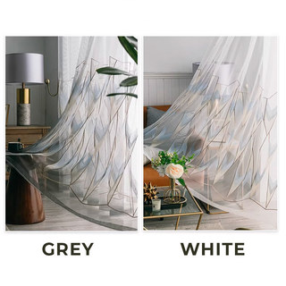 Géometrica Brodé bleu brillant or gris voile rideau 6