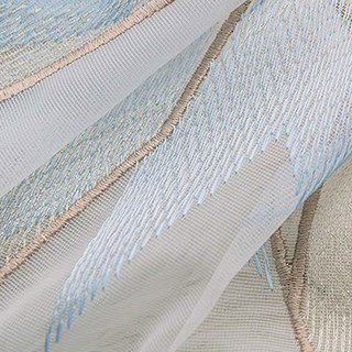 Géométrie Brodé bleu brillant or blanc voile rideau