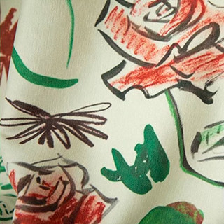 Tête sur Roses Graffiti Rideaux de Chenille vert rouge 5