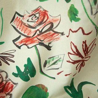 Tête sur Roses Graffiti Rideaux de Chenille vert rouge 4