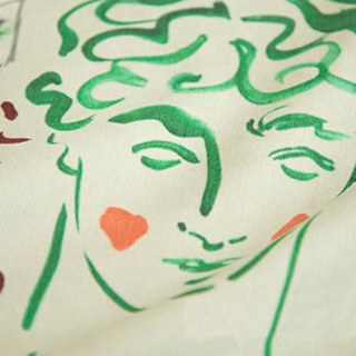 Tête sur Roses Graffiti Rideaux de Chenille vert rouge 6