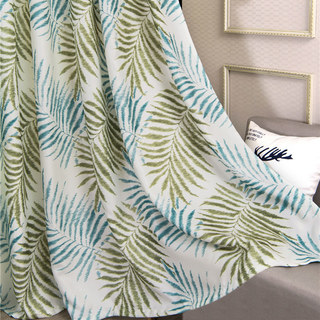 Feuilles de palmiers Bleu Imprimer Rideau floral 1