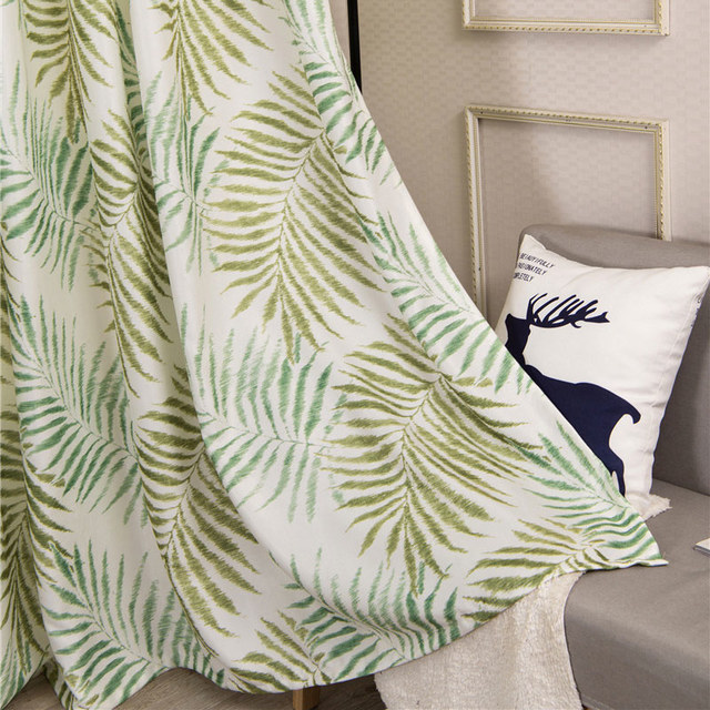 Feuilles de Palmier Vertes Imprimées Rideau Floral 1