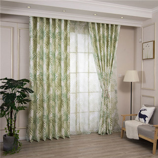 Feuilles de Palmier Vertes Imprimées Rideau Floral 4