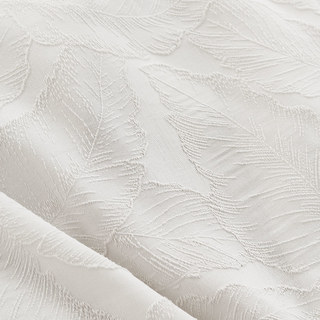 Paradise Luxury 3D Jacquard Feuilles tropicales Blanc d'Ivoire Rideau voilé lourd