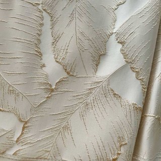 Paradise Luxury 3D Jacquard Feuilles tropicales Rideau de Mocha avec détails en or 6