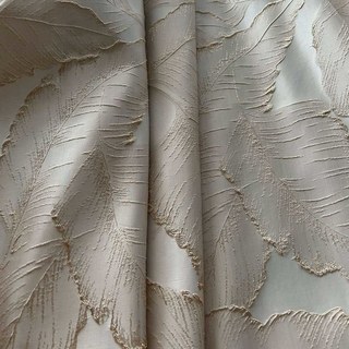 Paradise Luxury 3D Jacquard Feuilles tropicales Rideau de Mocha avec détails en or 5