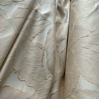 Paradise Luxury 3D Jacquard Feuilles tropicales Rideau de Mocha avec détails en or 4
