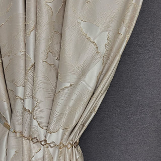 Paradise Luxury 3D Jacquard Feuilles tropicales Rideau de Mocha avec détails en or