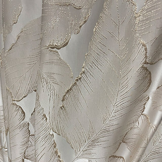 Paradise Luxury 3D Jacquard Feuilles tropicales Rideau de Mocha avec détails en or 3