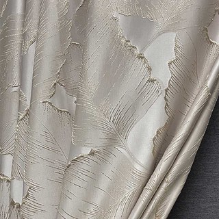 Paradise Luxury 3D Jacquard Feuilles tropicales Rideau de Mocha avec détails en or 2