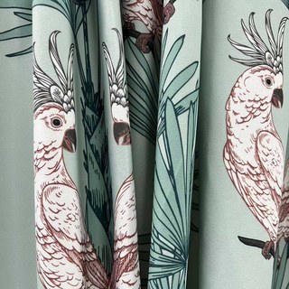 Paradise Parrots Sage Vert Velvet Rideaux Floraux 2