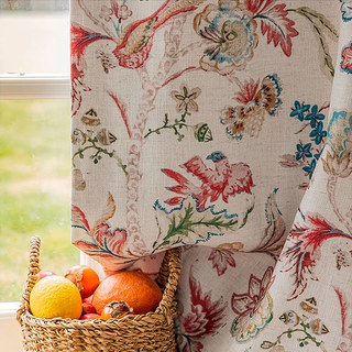 Oiseaux rouges ravissants Rideaux à noircissement floral multicolore 1