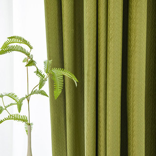 Scandinave Basketweave Textured Olive Green Velvet Blackout Rideaux