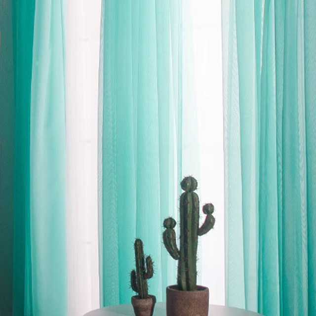 Smarties Turquoise vert doux clair rideau voile 1