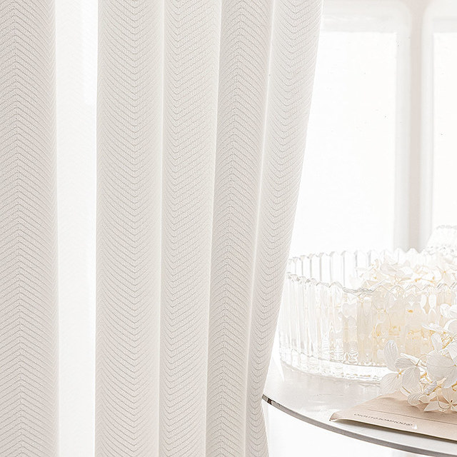 Sunnyvale Herringbone Rideau blanc 1
