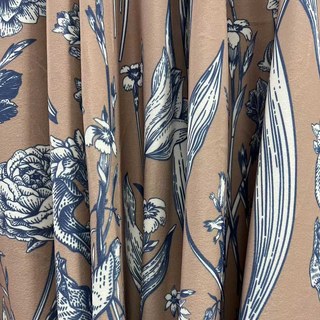 Velours Floraison Rideau floral brun et bleu Velvet 5