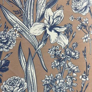 Velours Floraison Rideau floral brun et bleu Velvet 7
