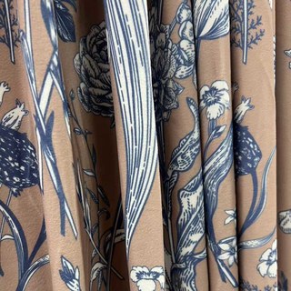 Velours Floraison Rideau floral brun et bleu Velvet 3