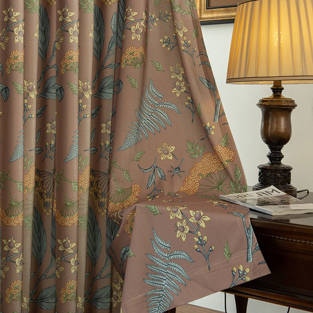 Fleurs sauvages Whispers Brun Velvet Rideaux Floraux 1