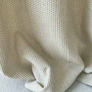Basketweave Bliss Cotton Lin Blend Beige Rideaux crème
