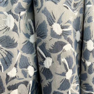 Bleu Blooms Chenille Double côté Floral Rideaux Noirs 3