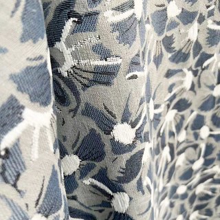 Bleu Blooms Chenille Double côté Floral Rideaux Noirs 5