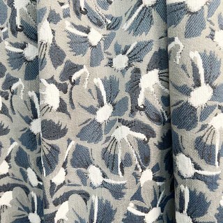 Bleu Blooms Chenille Double côté Floral Rideaux Noirs 2