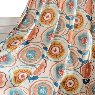 Danse en cercle multicolore Rideau floral moderne jaune rouge 2