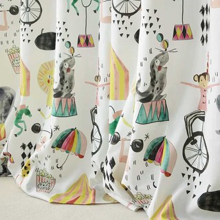 Circus Animaux et Clown Lin Style Rideau d'impression 3