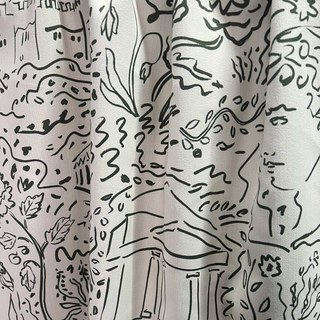 Divines Douilles Graffiti Black Line Art Crème Rideaux Chenille 4