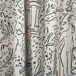 Divines Douilles Graffiti Black Line Art Crème Rideaux Chenille 3