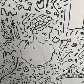 Divines Douilles Graffiti Black Line Art Crème Rideaux Chenille 5
