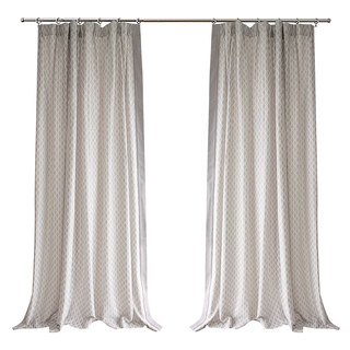 Enchanté Ogee Shimmering Geometric Light Grey Taupe Rideaux 7