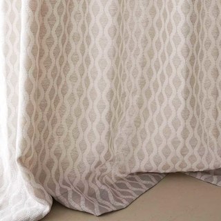 Enchanté Ogee Shimmering Geometric Light Grey Taupe Rideaux 3