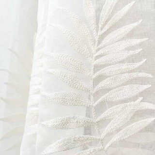 Leafy Whispers Broded Ivory White Voile Rideau 3