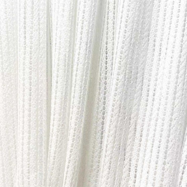 En pierre de lune blanc texturé rayé Rideau voilé 1