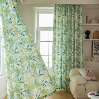 Feuilles tropicales de Palm Delight Rideau bleu vert 3