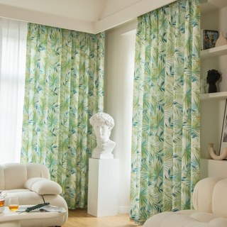 Feuilles tropicales de Palm Delight Rideau bleu vert 2