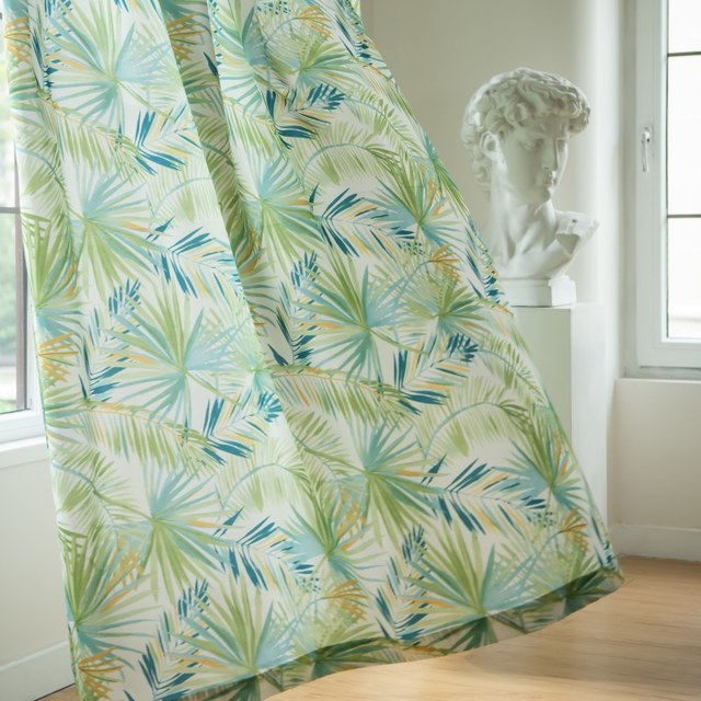 Feuilles tropicales de Palm Delight Rideau bleu vert 1